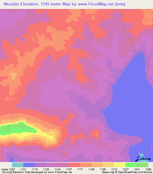 Nkunjila,Tanzania Elevation Map