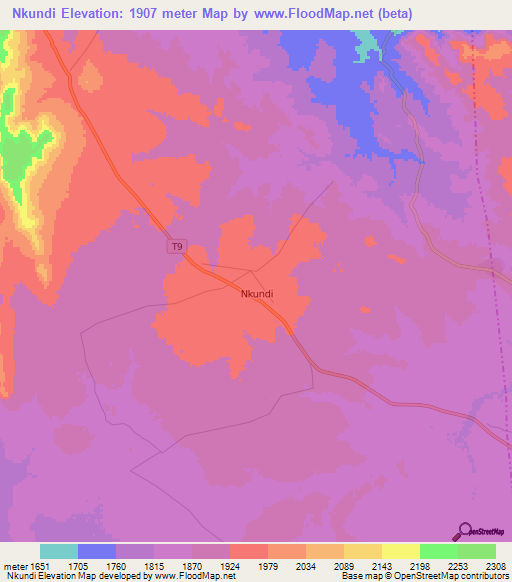 Nkundi,Tanzania Elevation Map