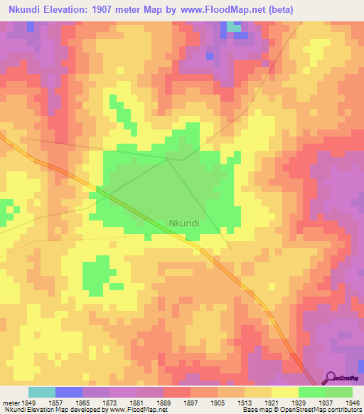 Nkundi,Tanzania Elevation Map