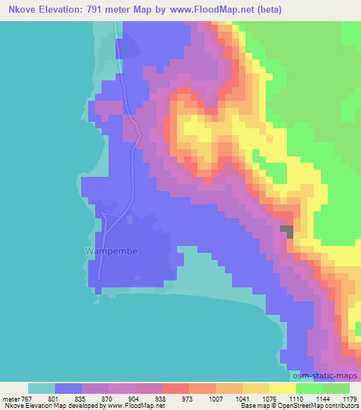 Nkove,Tanzania Elevation Map