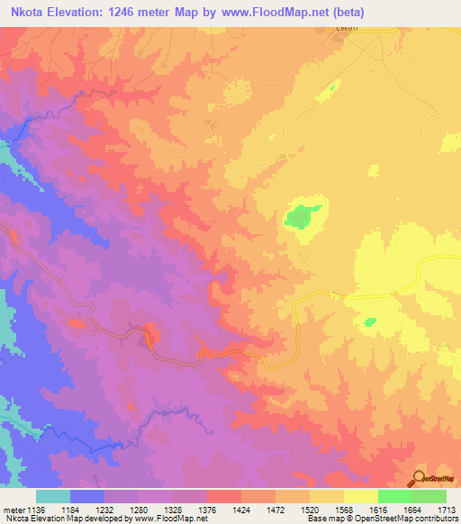 Nkota,Tanzania Elevation Map