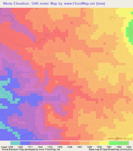 Nkota,Tanzania Elevation Map