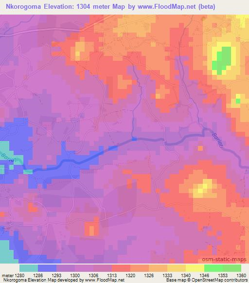 Nkorogoma,Tanzania Elevation Map