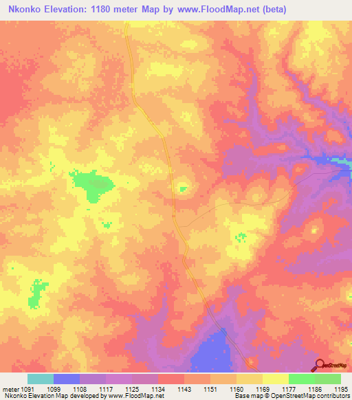 Nkonko,Tanzania Elevation Map