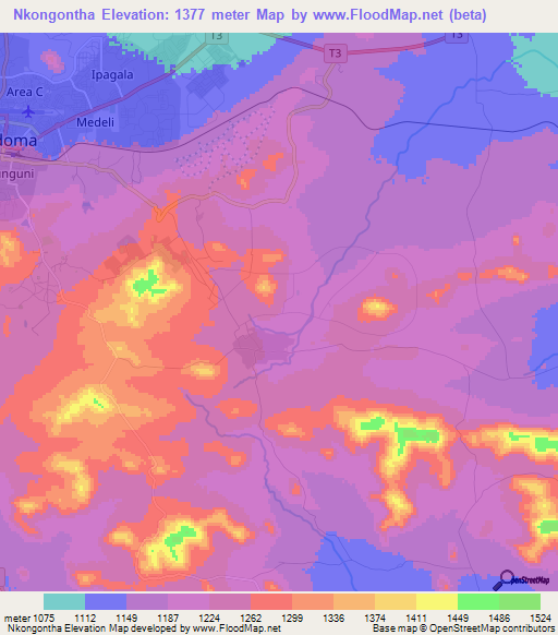 Nkongontha,Tanzania Elevation Map