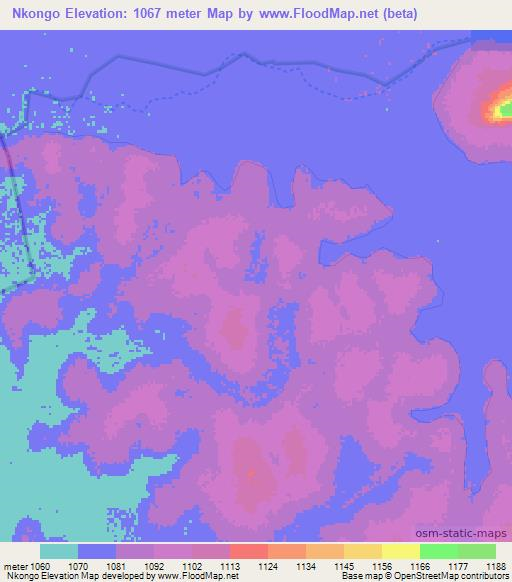 Nkongo,Tanzania Elevation Map