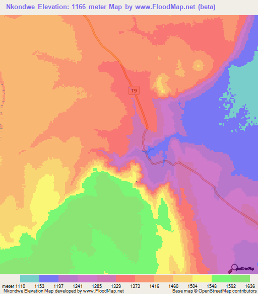 Nkondwe,Tanzania Elevation Map