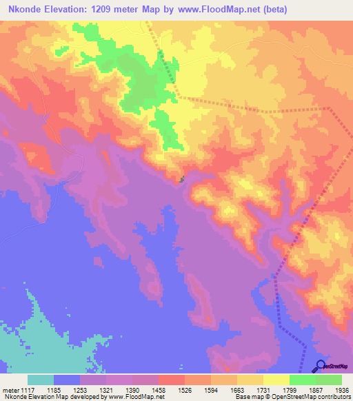 Nkonde,Tanzania Elevation Map