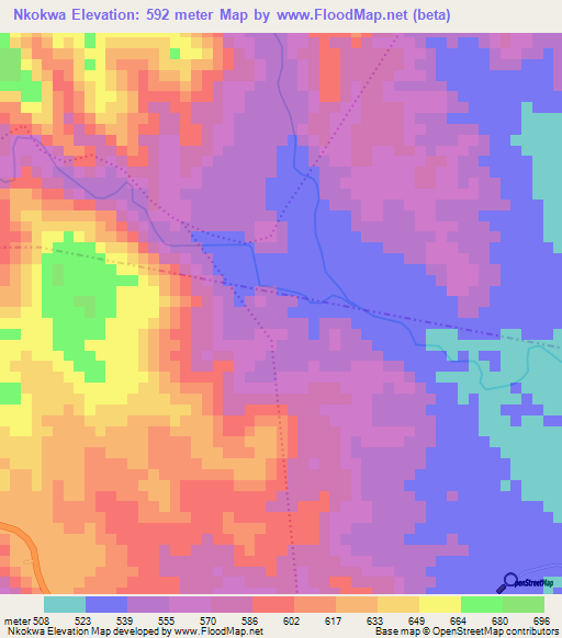 Nkokwa,Tanzania Elevation Map