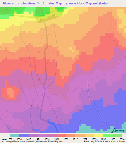 Nkoaranga,Tanzania Elevation Map