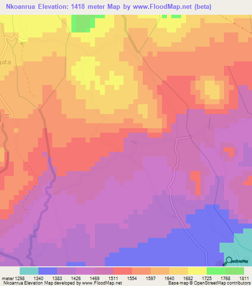 Nkoanrua,Tanzania Elevation Map