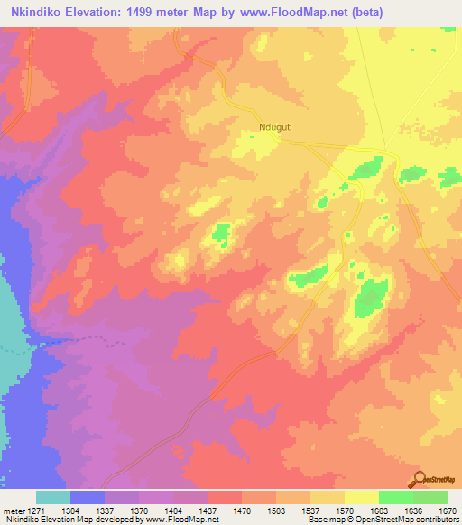 Nkindiko,Tanzania Elevation Map