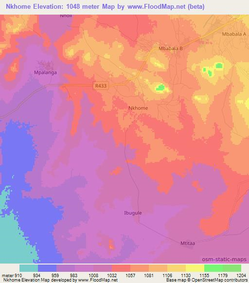 Nkhome,Tanzania Elevation Map