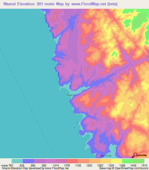 Nkansi,Tanzania Elevation Map