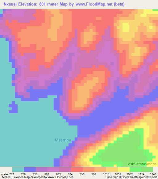 Nkansi,Tanzania Elevation Map