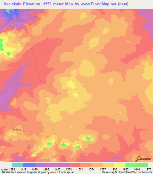 Nkalakala,Tanzania Elevation Map