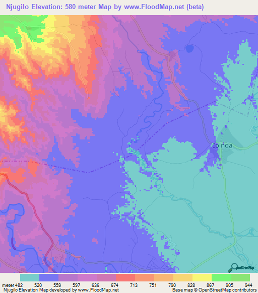 Njugilo,Tanzania Elevation Map