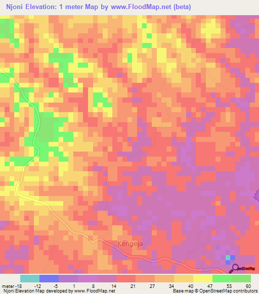 Njoni,Tanzania Elevation Map