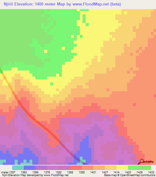 Njirii,Tanzania Elevation Map