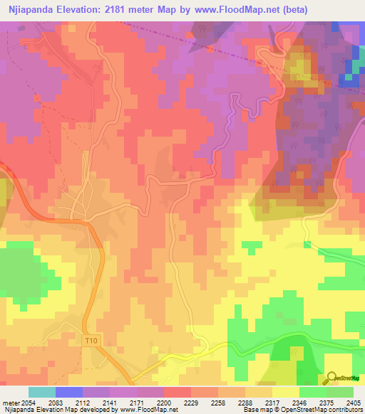 Njiapanda,Tanzania Elevation Map