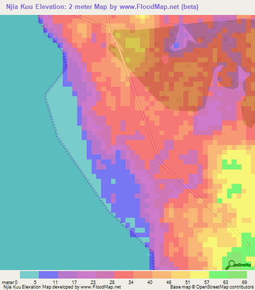 Njia Kuu,Tanzania Elevation Map