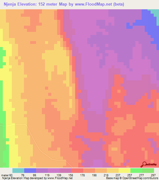 Njenja,Tanzania Elevation Map