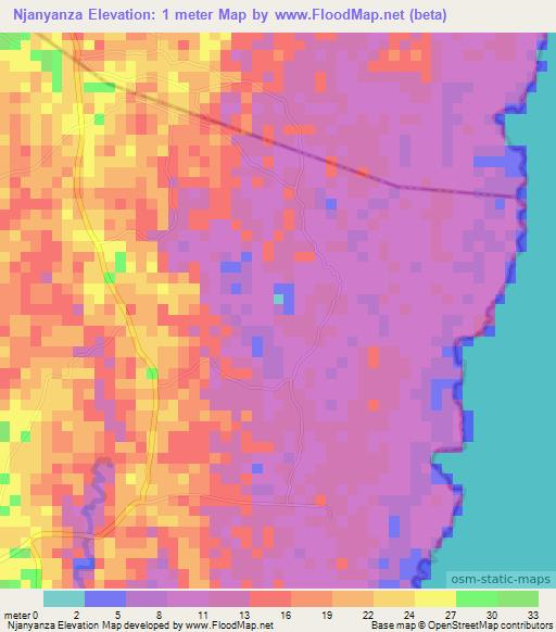 Njanyanza,Tanzania Elevation Map