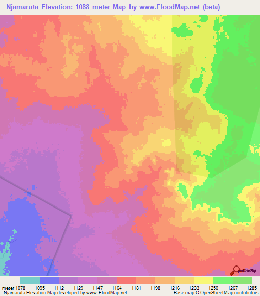 Njamaruta,Tanzania Elevation Map