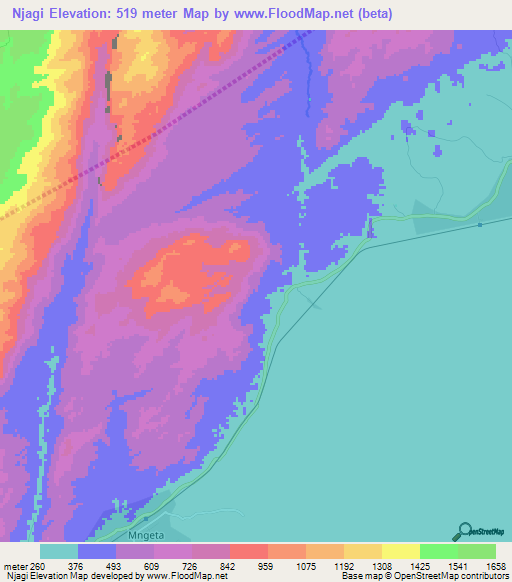 Njagi,Tanzania Elevation Map