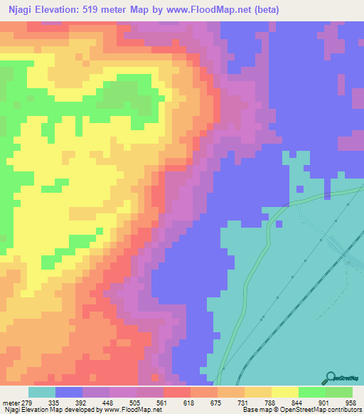 Njagi,Tanzania Elevation Map