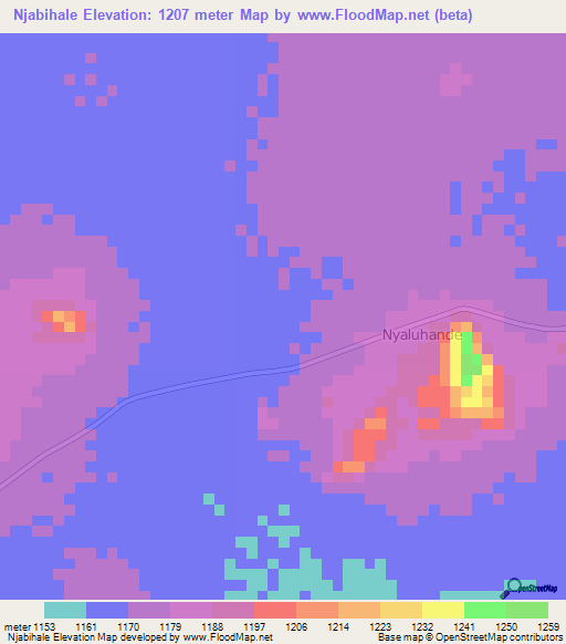 Njabihale,Tanzania Elevation Map