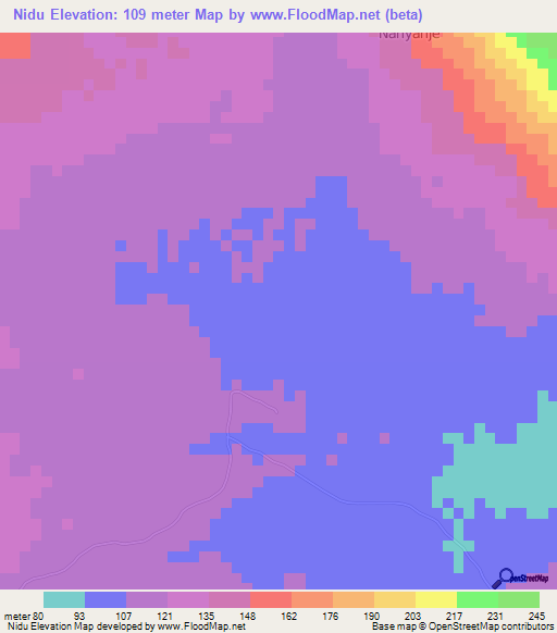 Nidu,Tanzania Elevation Map