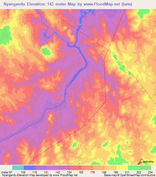 Nyangandu,Tanzania Elevation Map