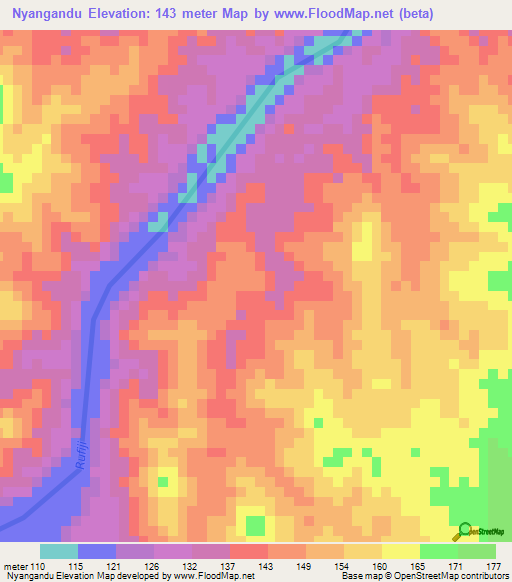 Nyangandu,Tanzania Elevation Map