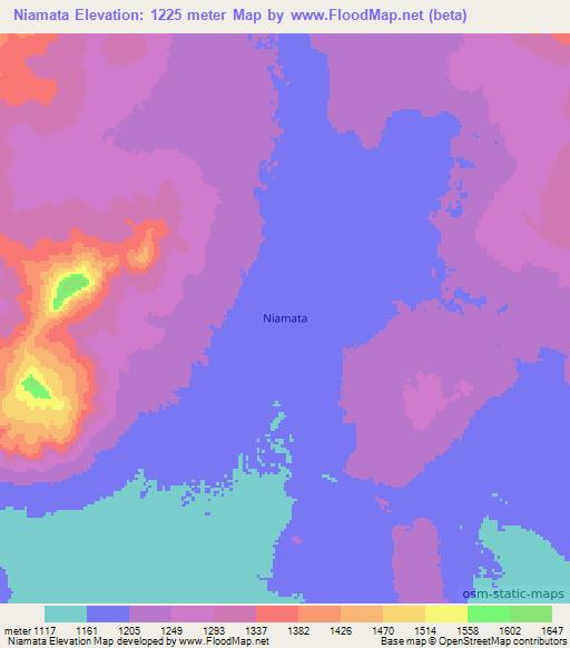 Niamata,Tanzania Elevation Map