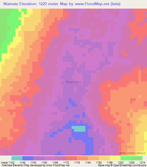 Niamata,Tanzania Elevation Map