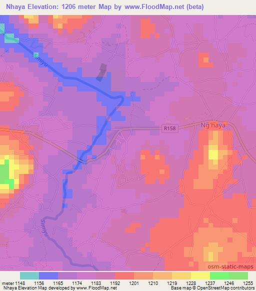 Nhaya,Tanzania Elevation Map