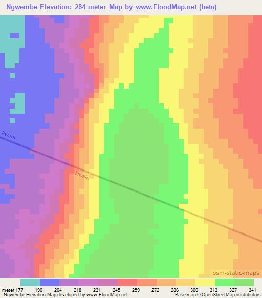 Ngwembe,Tanzania Elevation Map