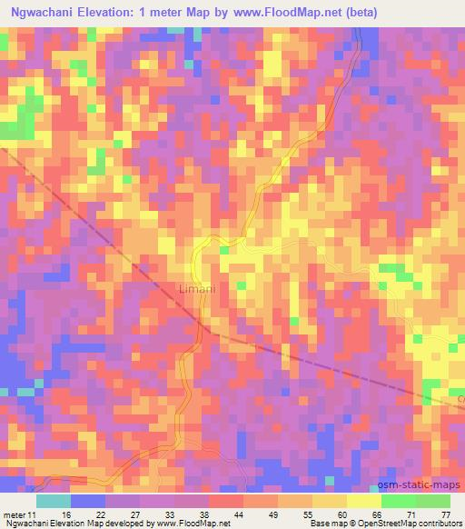 Ngwachani,Tanzania Elevation Map