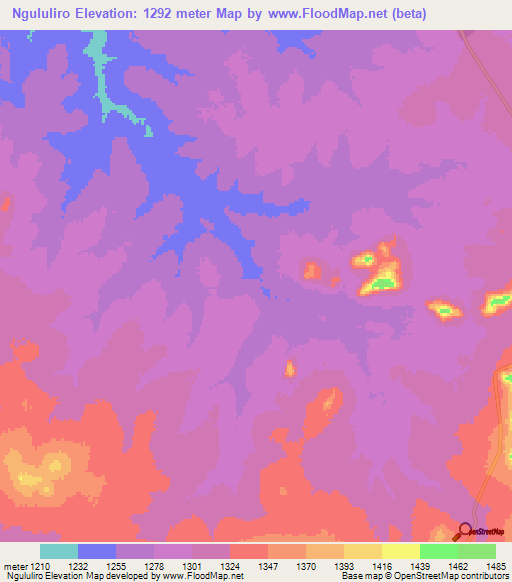 Ngululiro,Tanzania Elevation Map