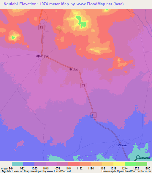 Ngulabi,Tanzania Elevation Map