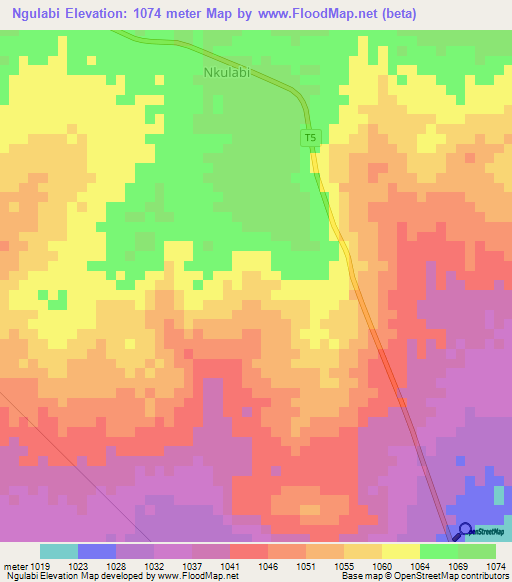 Ngulabi,Tanzania Elevation Map