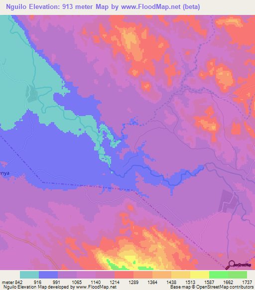 Nguilo,Tanzania Elevation Map