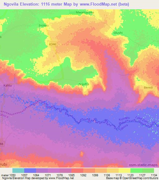 Ngovila,Tanzania Elevation Map