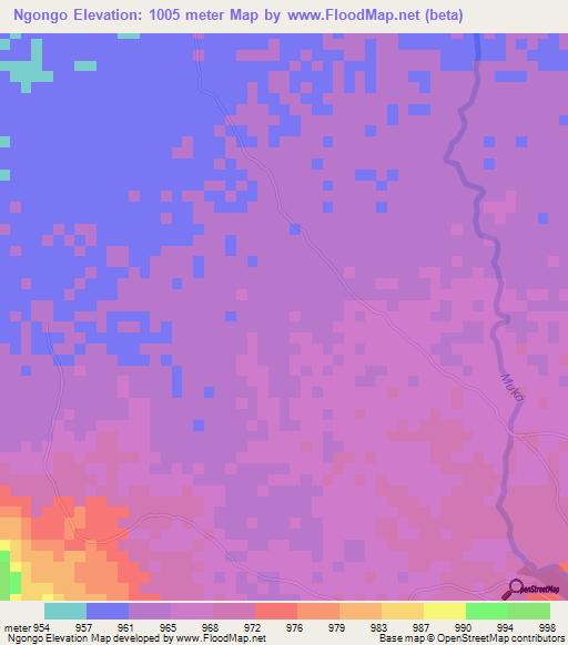 Ngongo,Tanzania Elevation Map