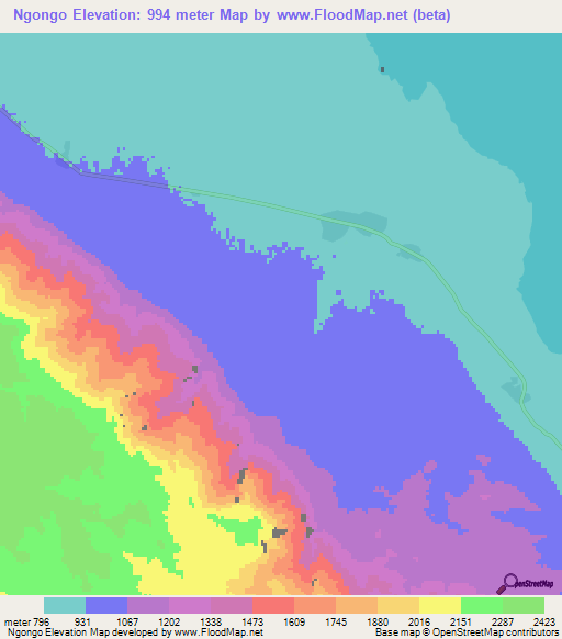 Ngongo,Tanzania Elevation Map