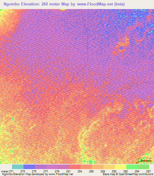 Ngombo,Tanzania Elevation Map