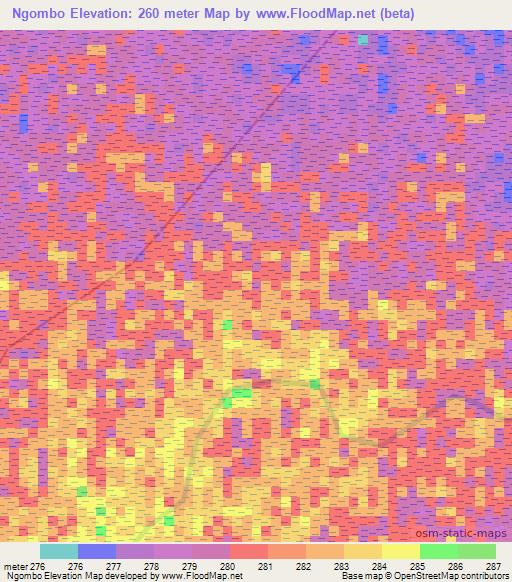 Ngombo,Tanzania Elevation Map