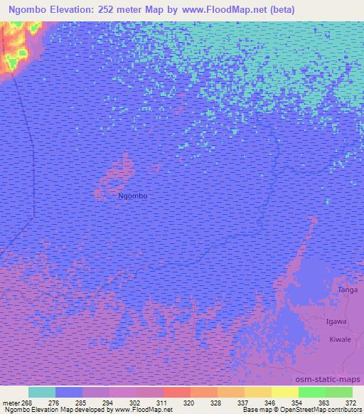 Ngombo,Tanzania Elevation Map