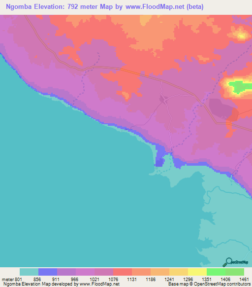 Ngomba,Tanzania Elevation Map